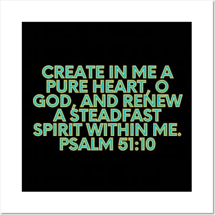 Bible Verse Psalm 51:10 Posters and Art